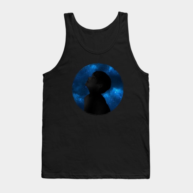 BTS V Tae silhouette (blue galaxy circle brush) | Army | Kpop Tank Top by Vane22april